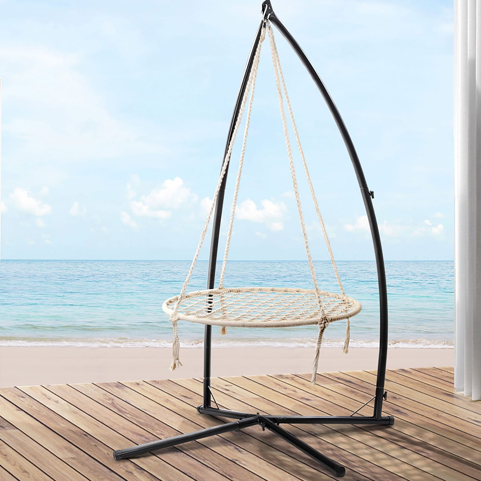 Hammock Chair Nest Web Outdoor Swing With Steel Stand 100Cm | Outdoor Chairs