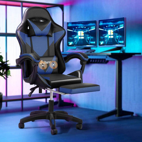 Home Gaming Chair Executive Computer Desk Black and Blue