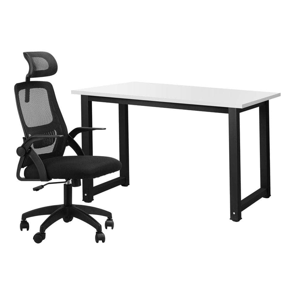 Home Office Set Computer Desk and Mesh Office Chair Black