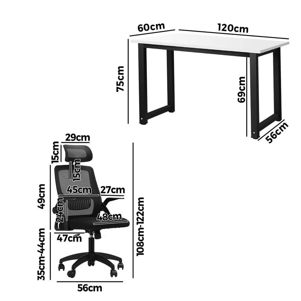 Home Office Set Computer Desk and Mesh Office Chair Black