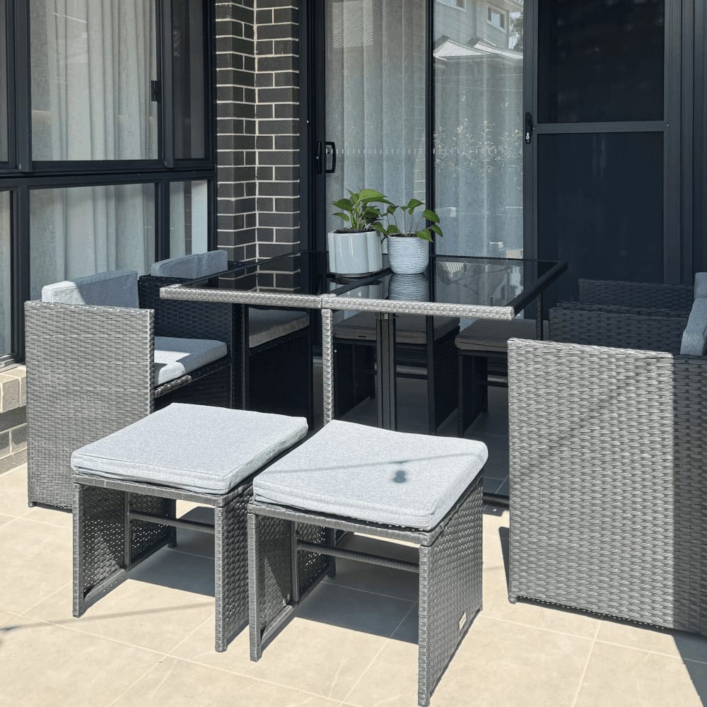 Horrocks 8 Seater Outdoor Dining Set-Black with 8 Seater