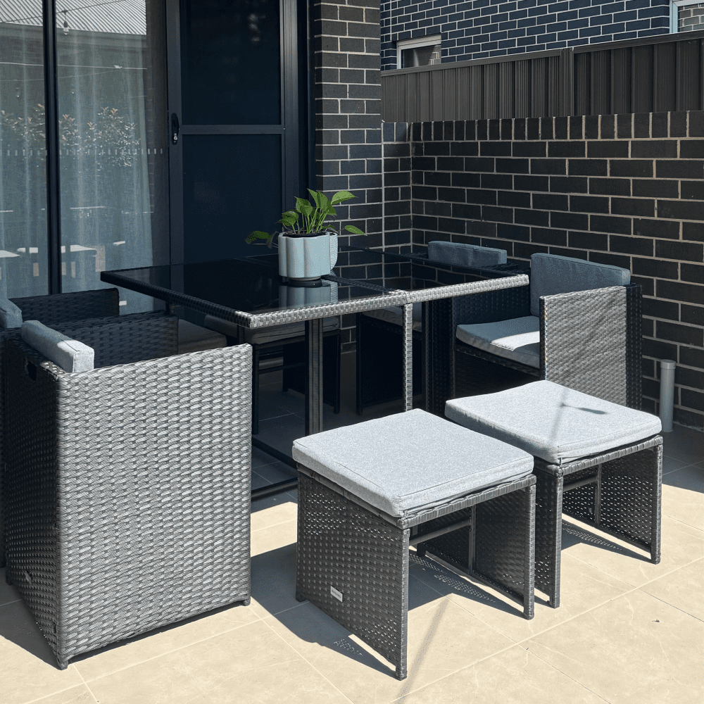 Horrocks 8 Seater Outdoor Dining Set-Black