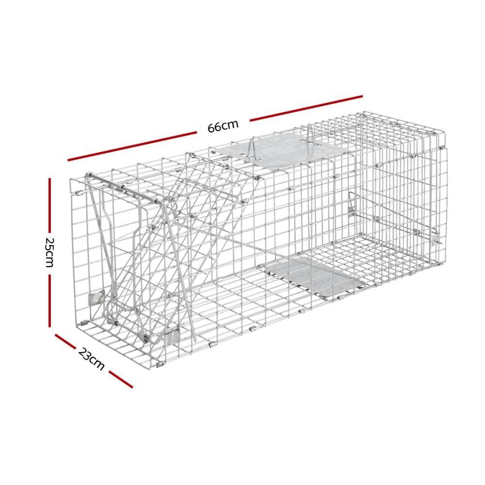 Humane Animal Trap Cage 66 x 23 x 25cm  - Silver