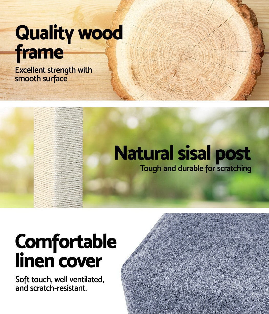 Wooden 124cm Cat Tree with Scratching Post - Cat Scratching Posts