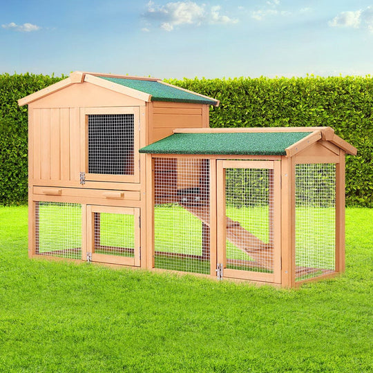 Large Chicken Coop Rabbit Hutch 138X44X85Cm Outdoor Cage | Small Animal Habitats & Cages