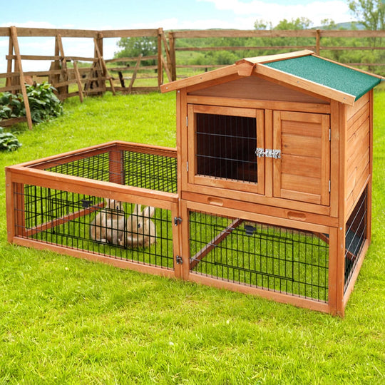 Chicken Coop Rabbit Hutch 155cm x 49cm x 90cm Large Chicken Coop Wooden Run Cage House Outdoor - Pet Tall Pet Pet