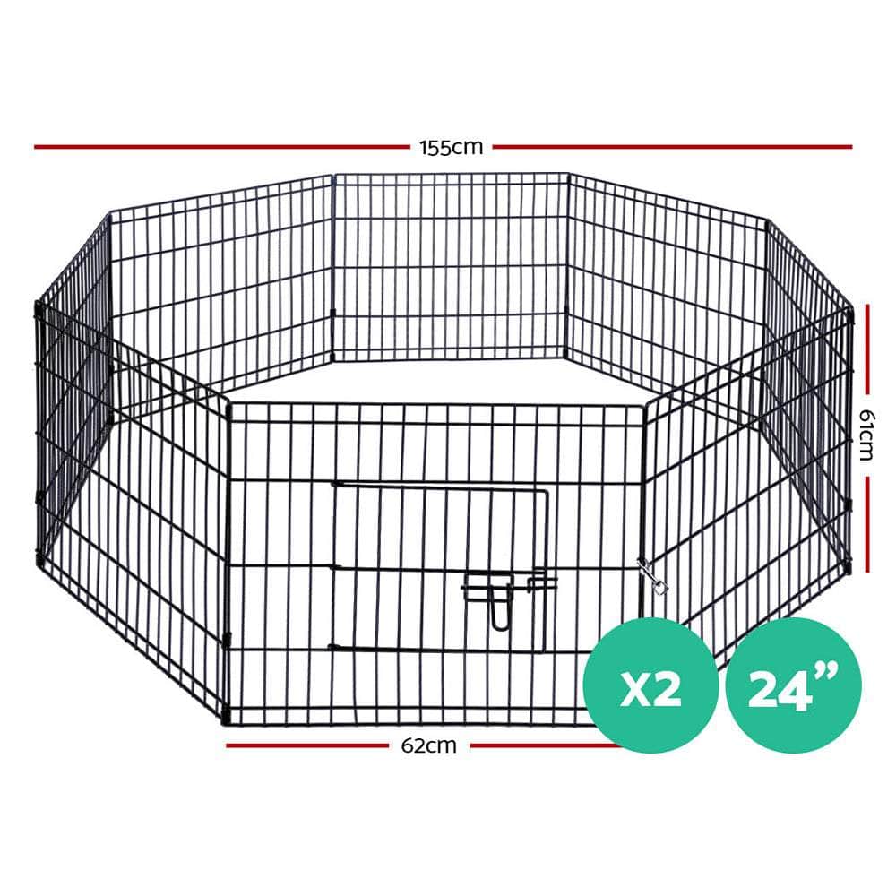 i.Pet 2X24" 8 Panel Pet Dog Playpen Cage Fence Play Pen