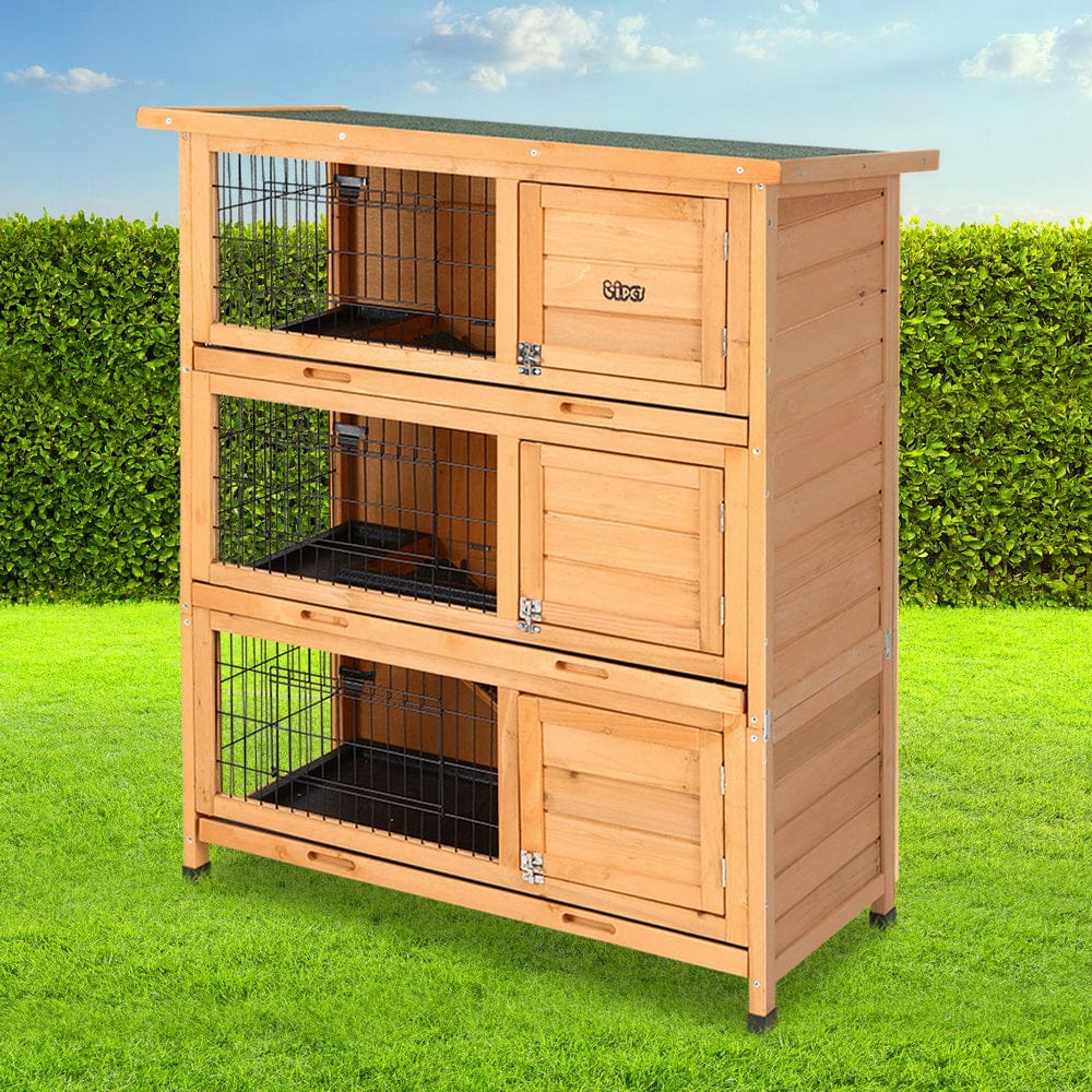 Rabbit Hutch Chicken Coop 91.5cm x 46cm x 116.5cm Chicken Coop Large House Cage Run Wooden Outdoor | Pet Hutches Metal W