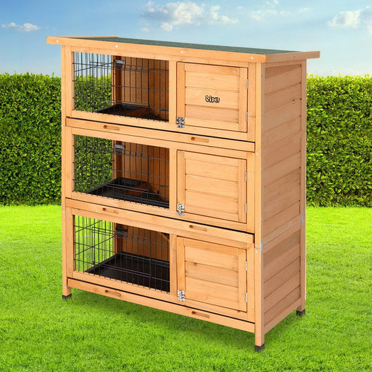 Rabbit Hutch Chicken Coop 91.5cm x 46cm x 116.5cm Chicken Coop Large House Cage Run Wooden Outdoor | Pet Hutches Metal W