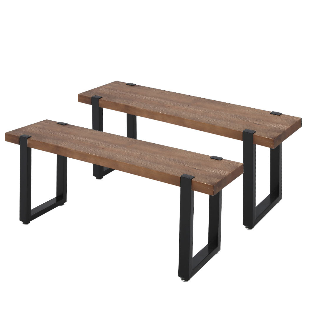 Premium 2x Dining Bench Chairs Wooden 140cm  Foldable Function