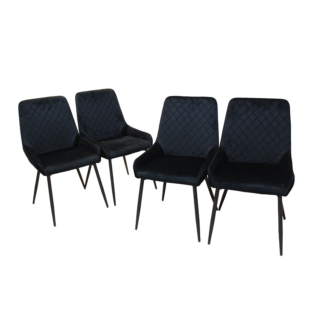 Velvet finish - Ergonomic Dining Chairs x 4 Padded Seat Soft Velvet  Foldable