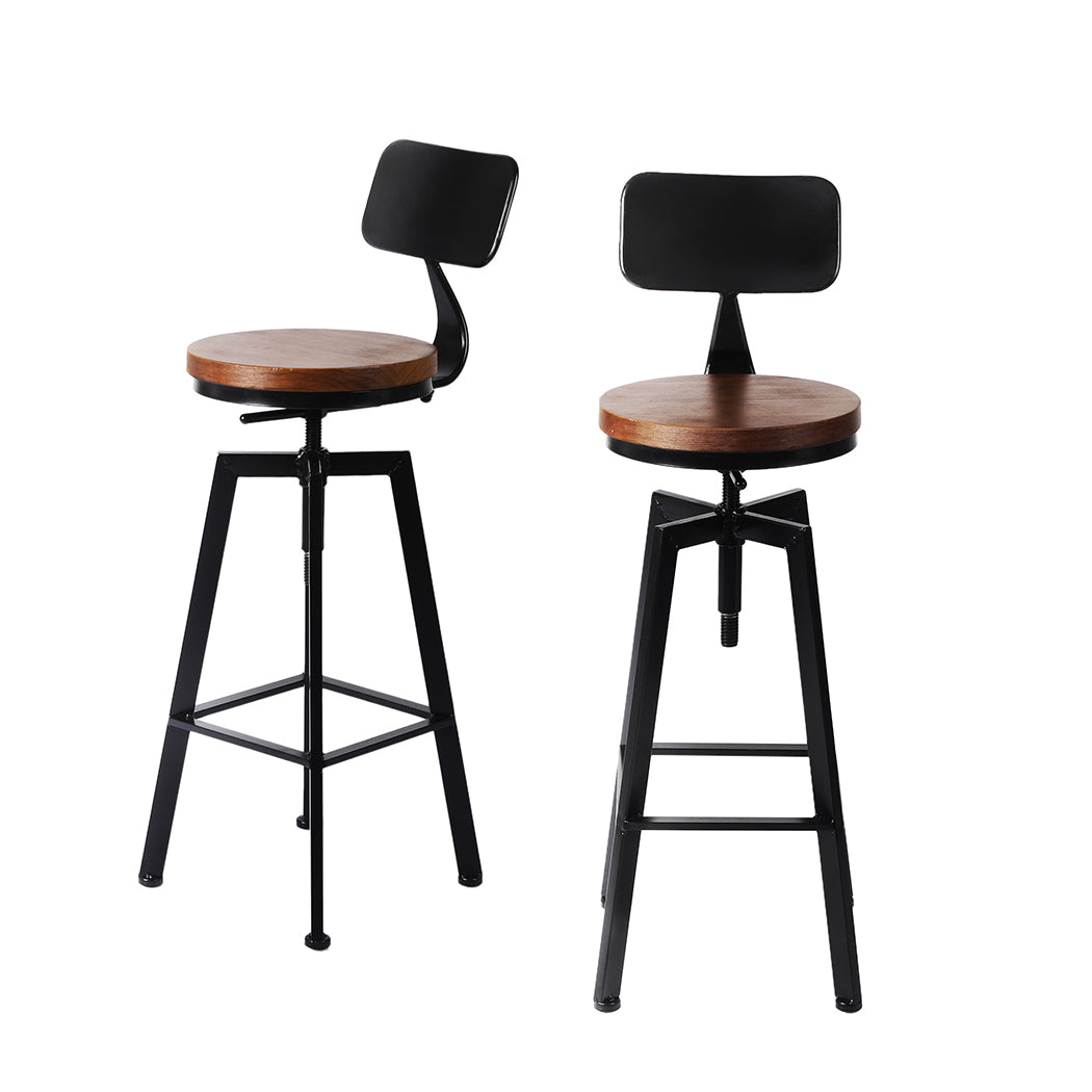 Wooden finish - Compact 4x Bar Stool Kitchen Wooden Metal  Foldable Function