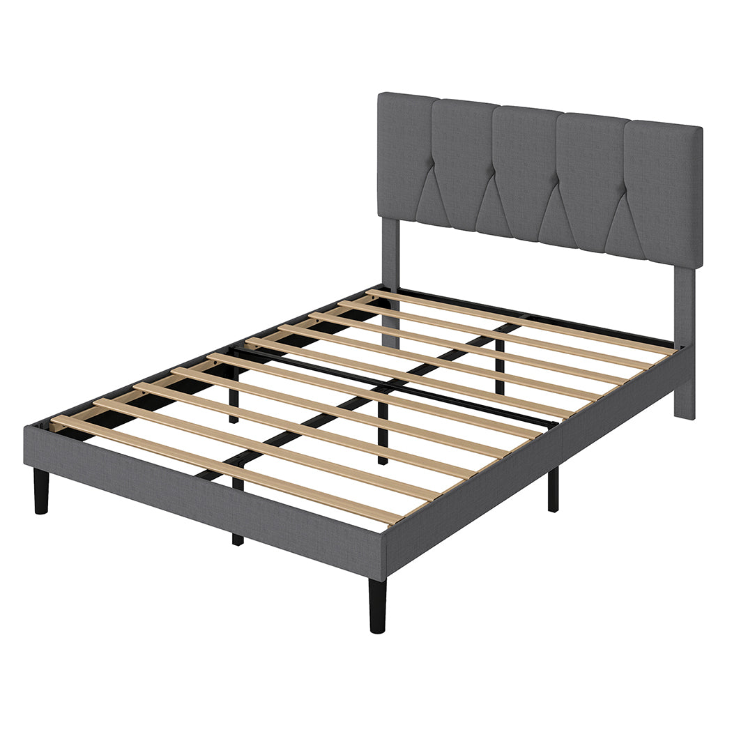 Grey Upholstered Bed Frame Queen 193.5x140x103cm