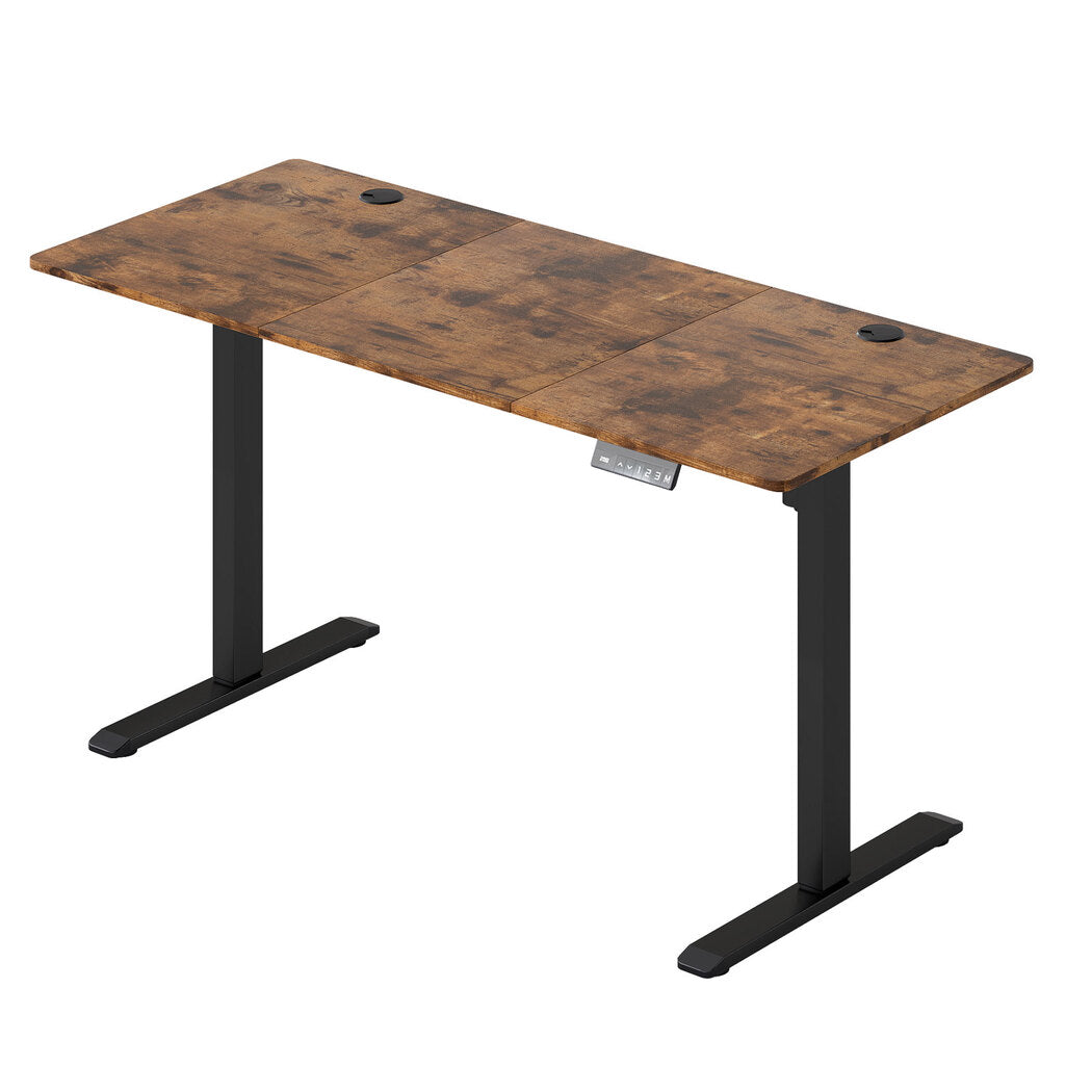 Adjustable Steel Desk - Oak 140x60x72cm