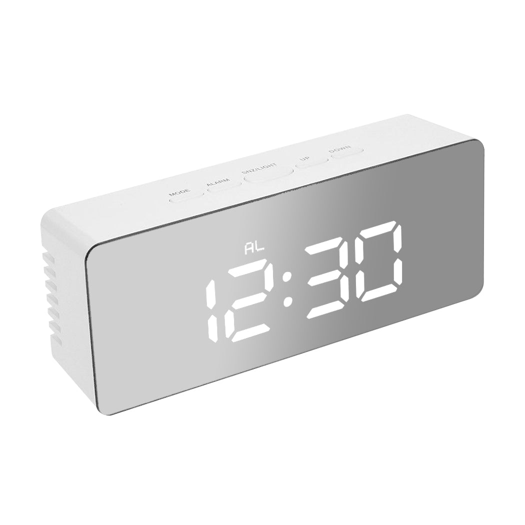 SC2 id - Alarm Clock Digital Led Mirror Desk Silver
