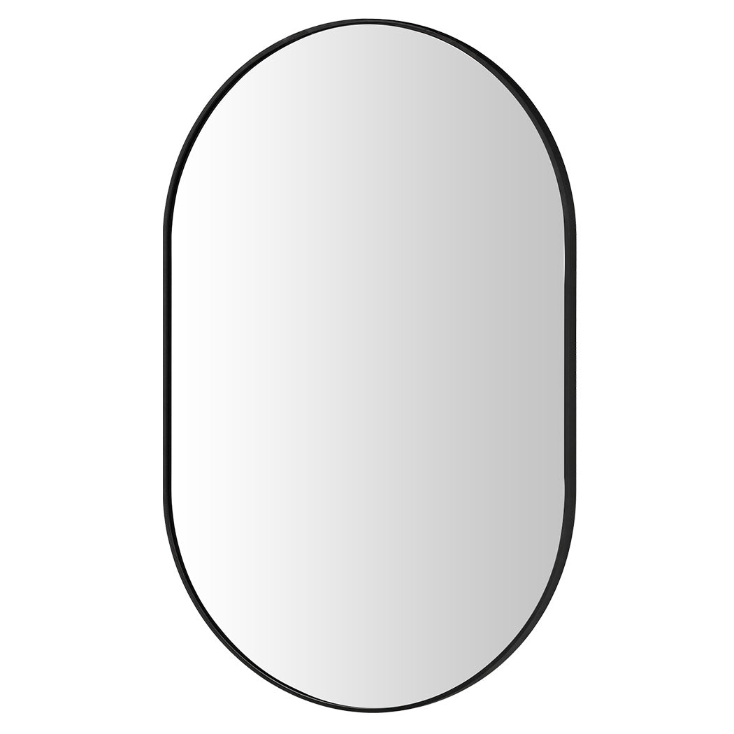 Oval Wall Mirror Black Frame 70x50cm | Simpledeals