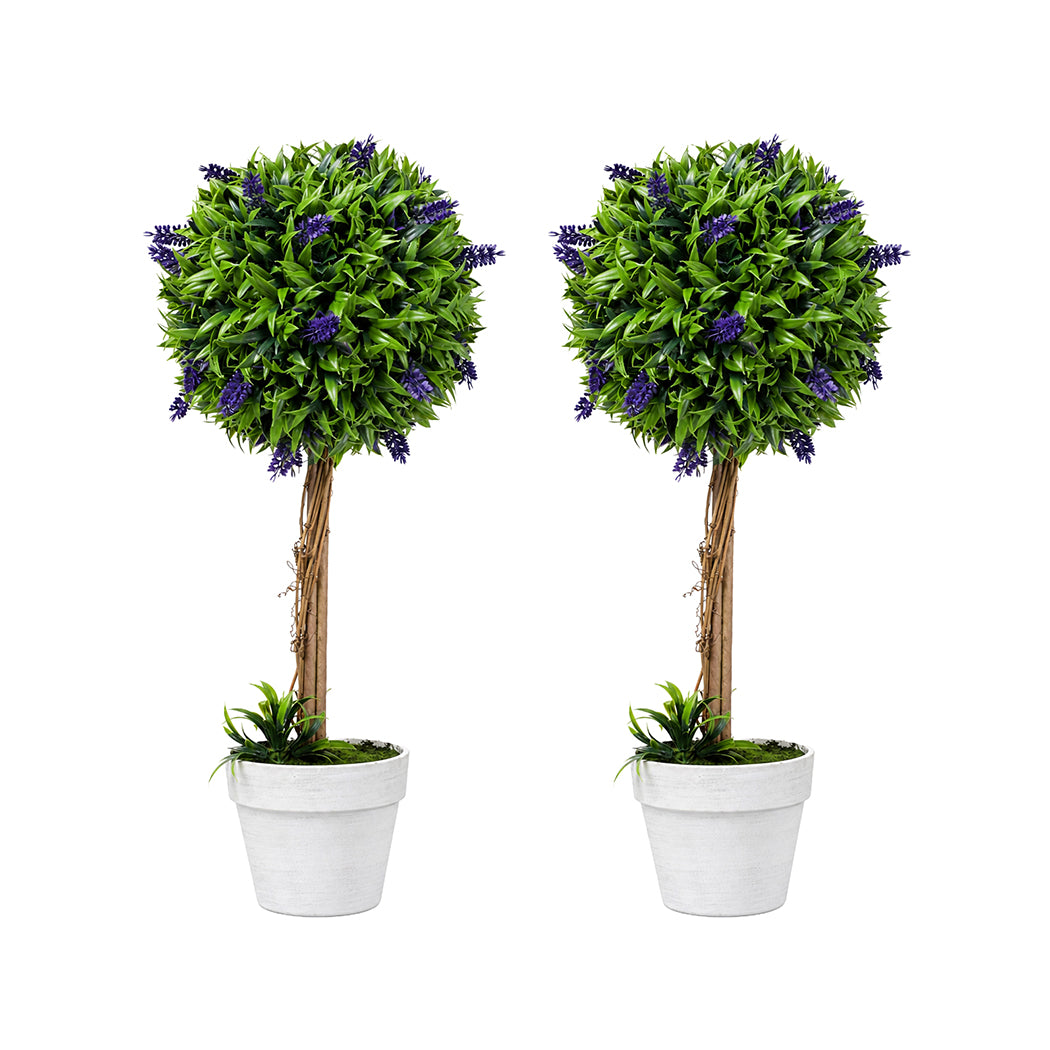 Artificial Lavender Topiary Set Green 24x24x60cm