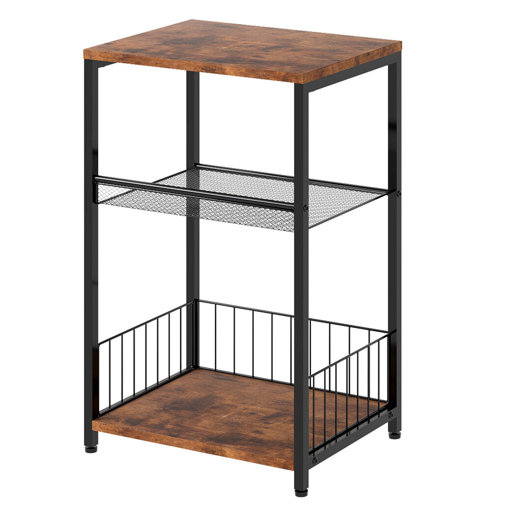 Side Table 3-Tier Storage Brown 40x30x60cm
