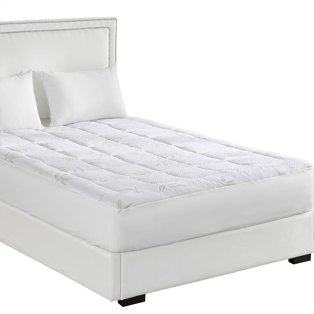 Queen Bamboo Pillowtop Mattress Topper Soft Breathable Comfort Pad