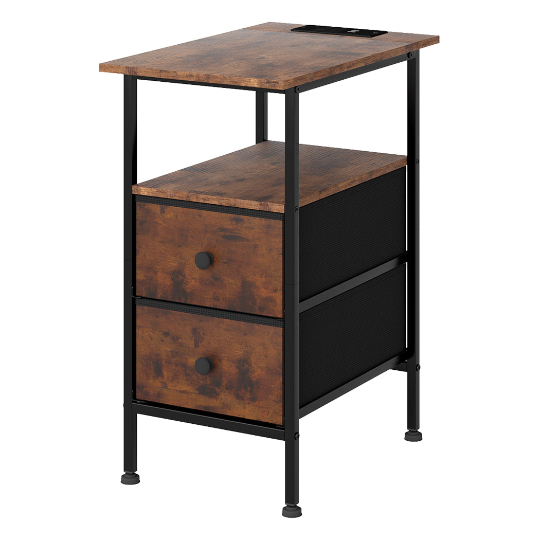 Brown Bedside Table With Drawers 48x30x60cm