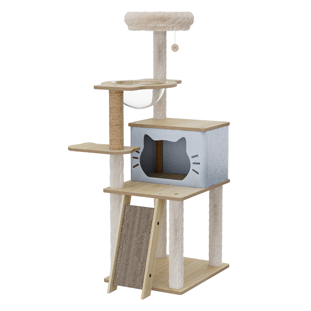 Cat Tree Tower Beige 50x40x120cm