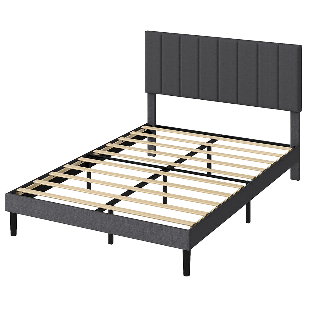Double Bed Frame Upholstered Grey 193.5x140x103cm