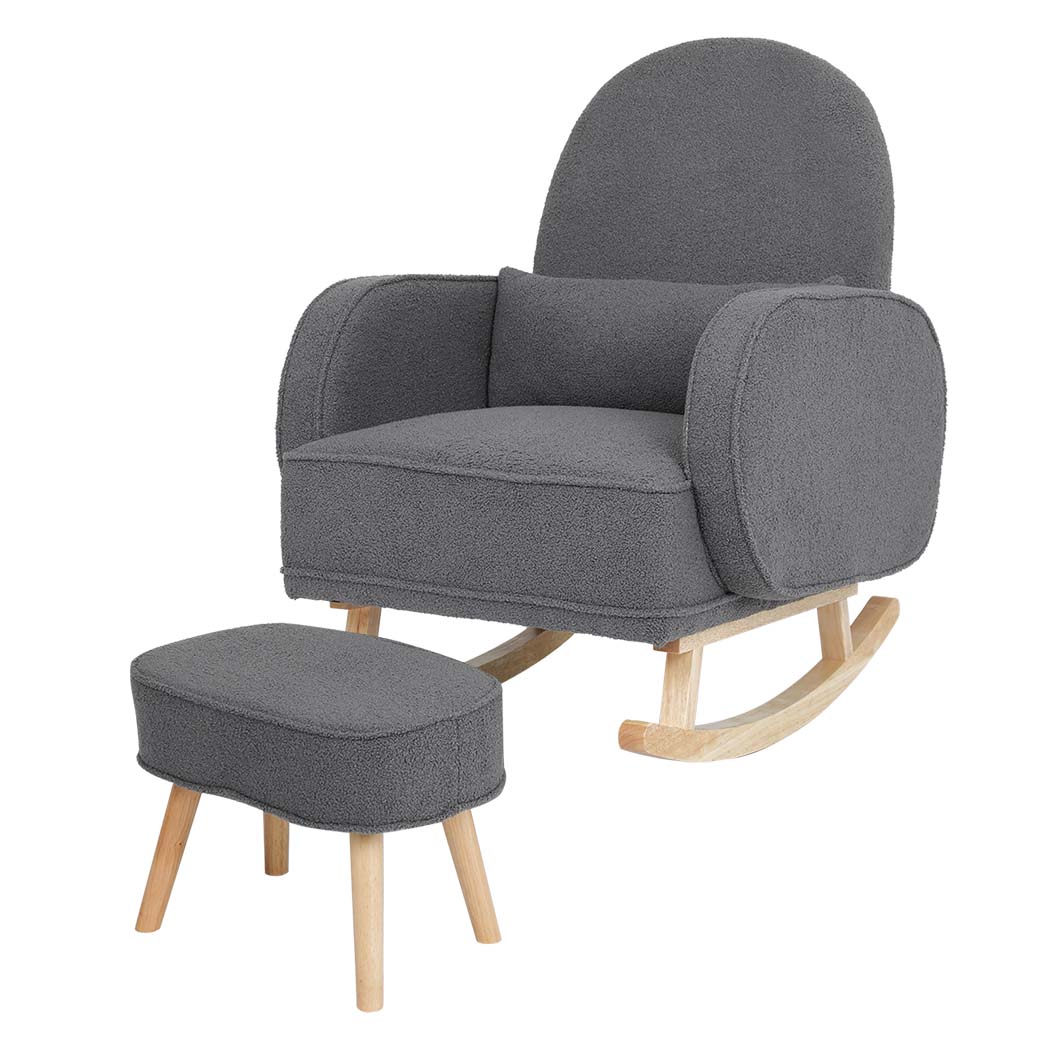 id15&16 - Elegant Fleece Rocking Chair with footstool  Space-Saving Design