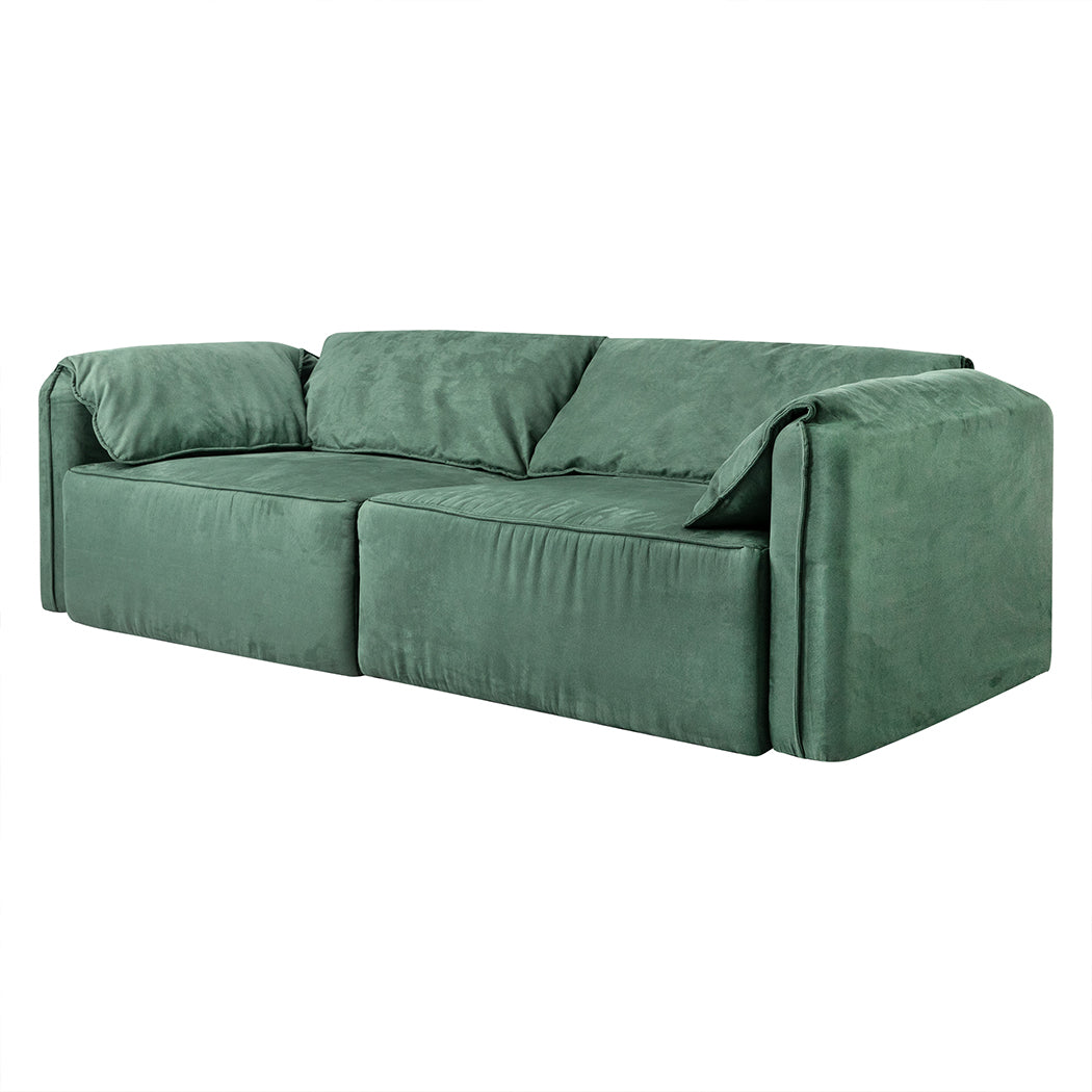 Compact Sofa Floor Couch 3-Seater Leathaire Sleek Modern Look