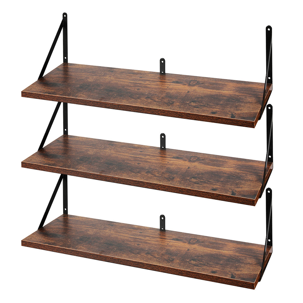 Rustic Floating Shelves Set 3 Wall Mounted | Simpledeals