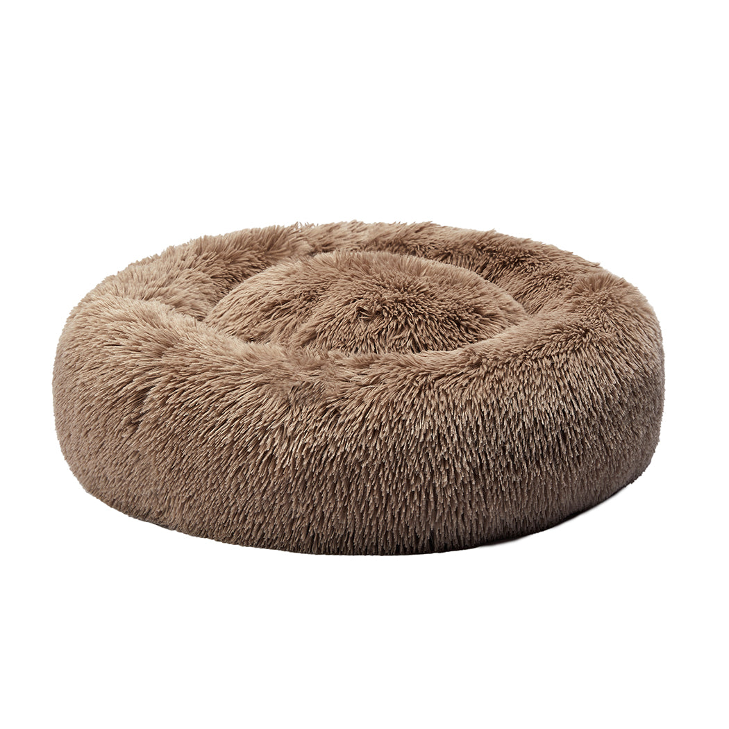 Large Dog Bed Calming Donut Pet Mattress Soft Plush Washable Brown