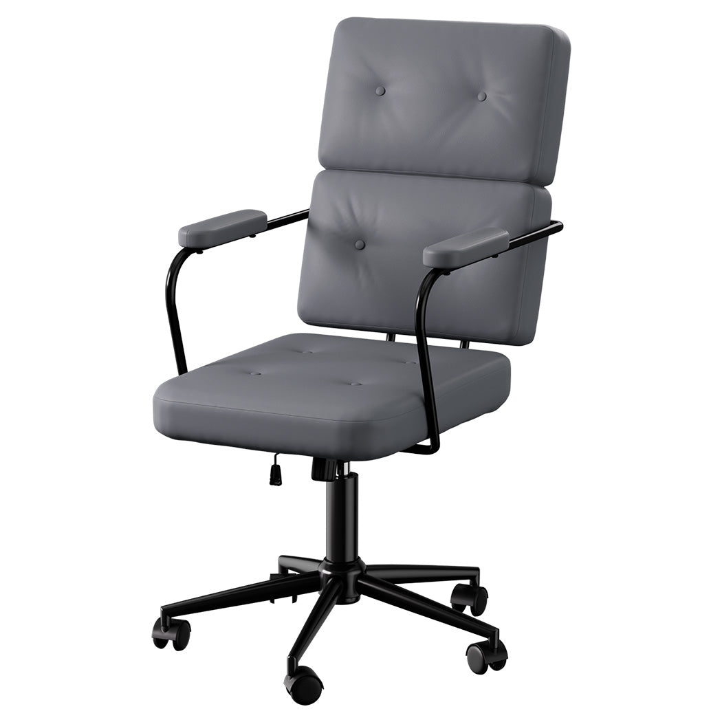 Contemporary Ergonomic Office Chair Computer PU Grey  Easy Assembly