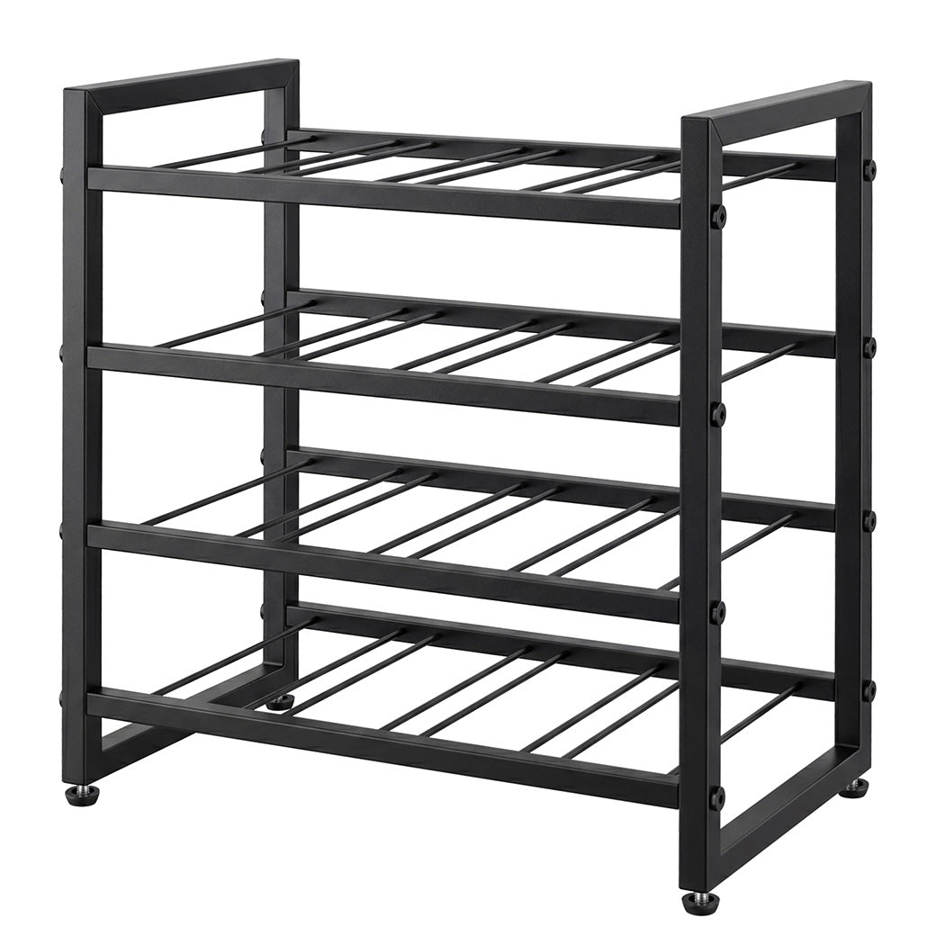16 Bottle 4-Tier Metal Wine Rack Black | Simpledeals