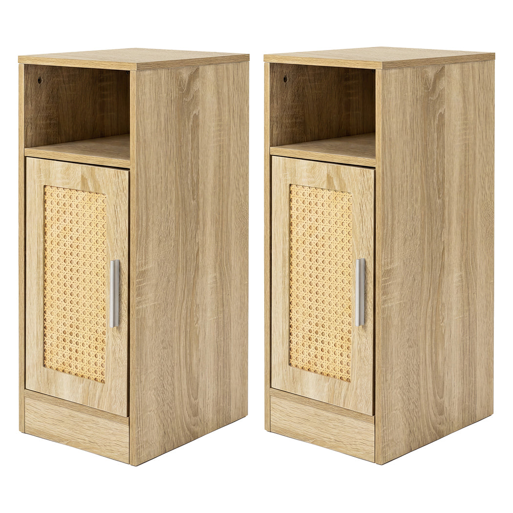 Narrow Bedside Table Set Rattan 24x30x61cm