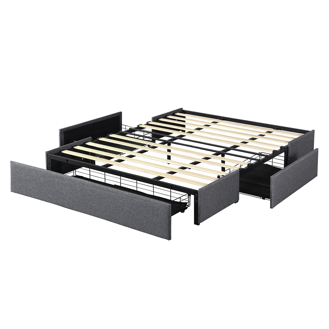 King Size Fabric Bed Frame Storage 206x188x30cm