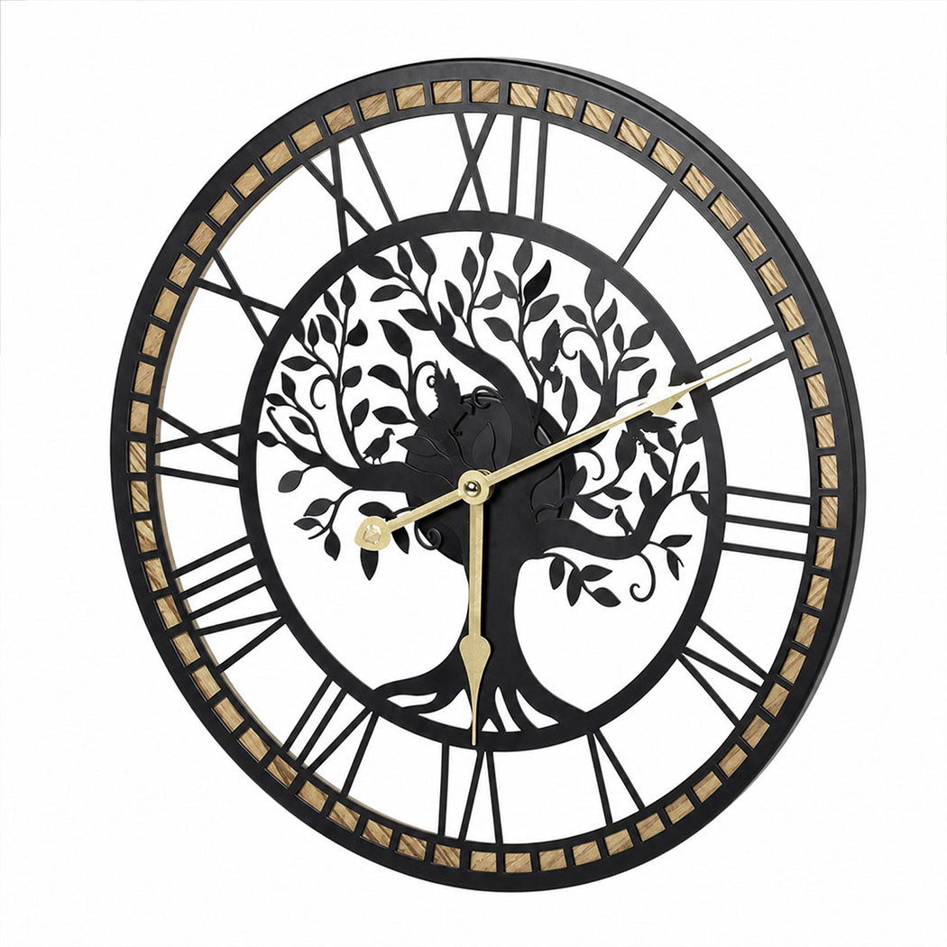 Vintage Tree Wall Clock Black 40x40x2.1cm