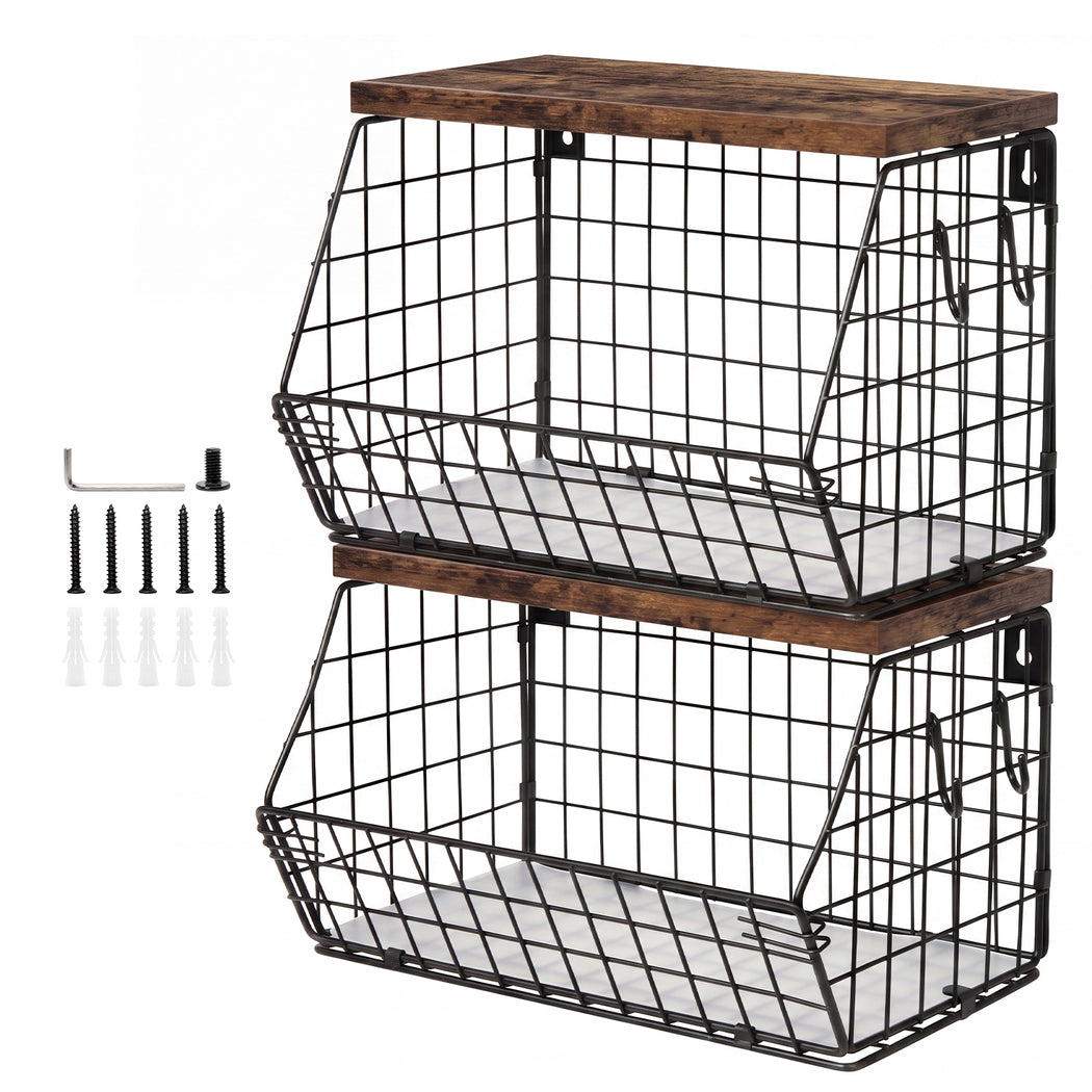 Stackable Wall Mount Kitchen Storage Basket | Simpledeals