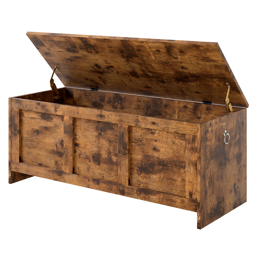 Rustic Storage Bench Brown 100x40x41cm