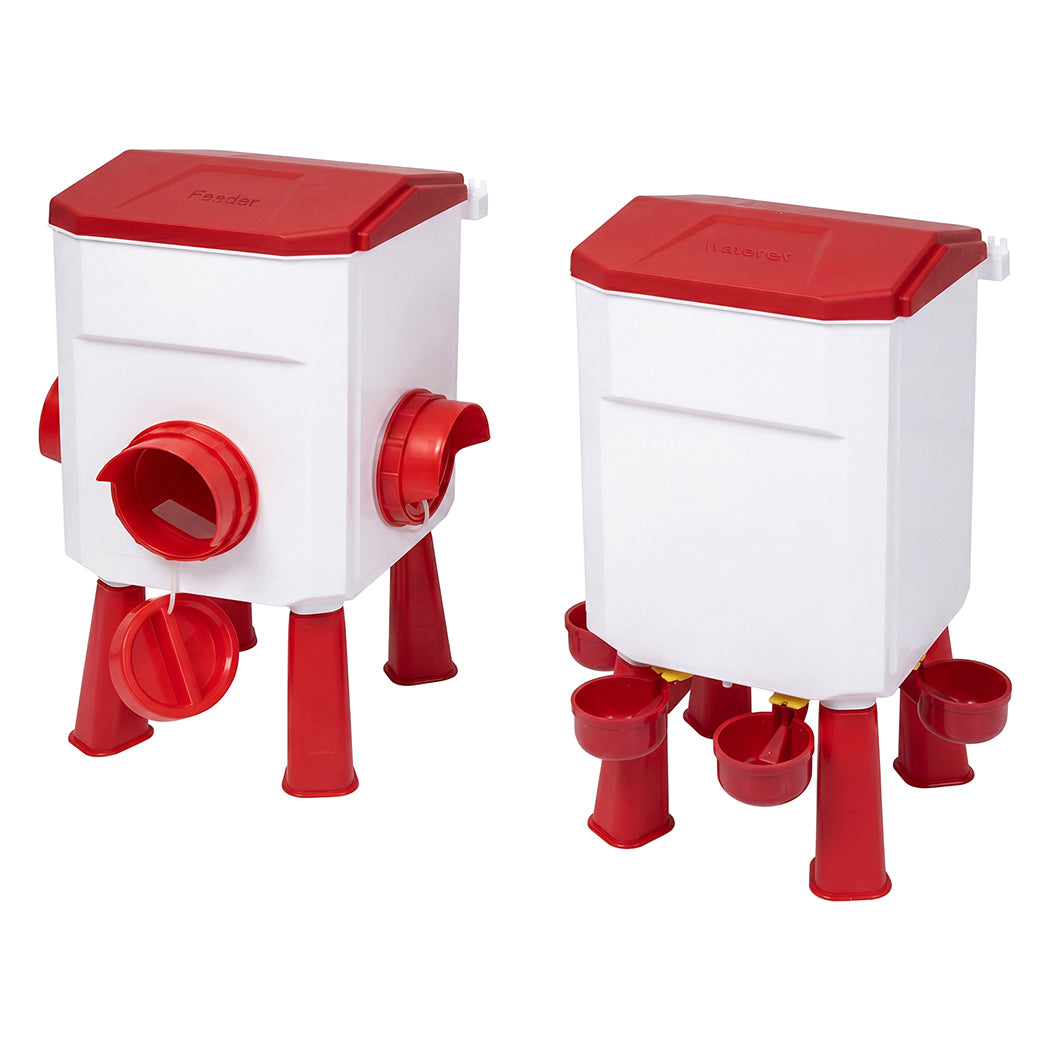 Chicken Feeder Waterer Set 12kg 11L Gravity | Simpledeals