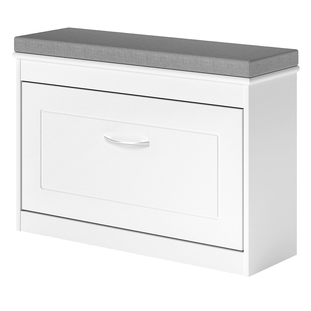 Shoe Rack Storage Bench White 75x24x51cm