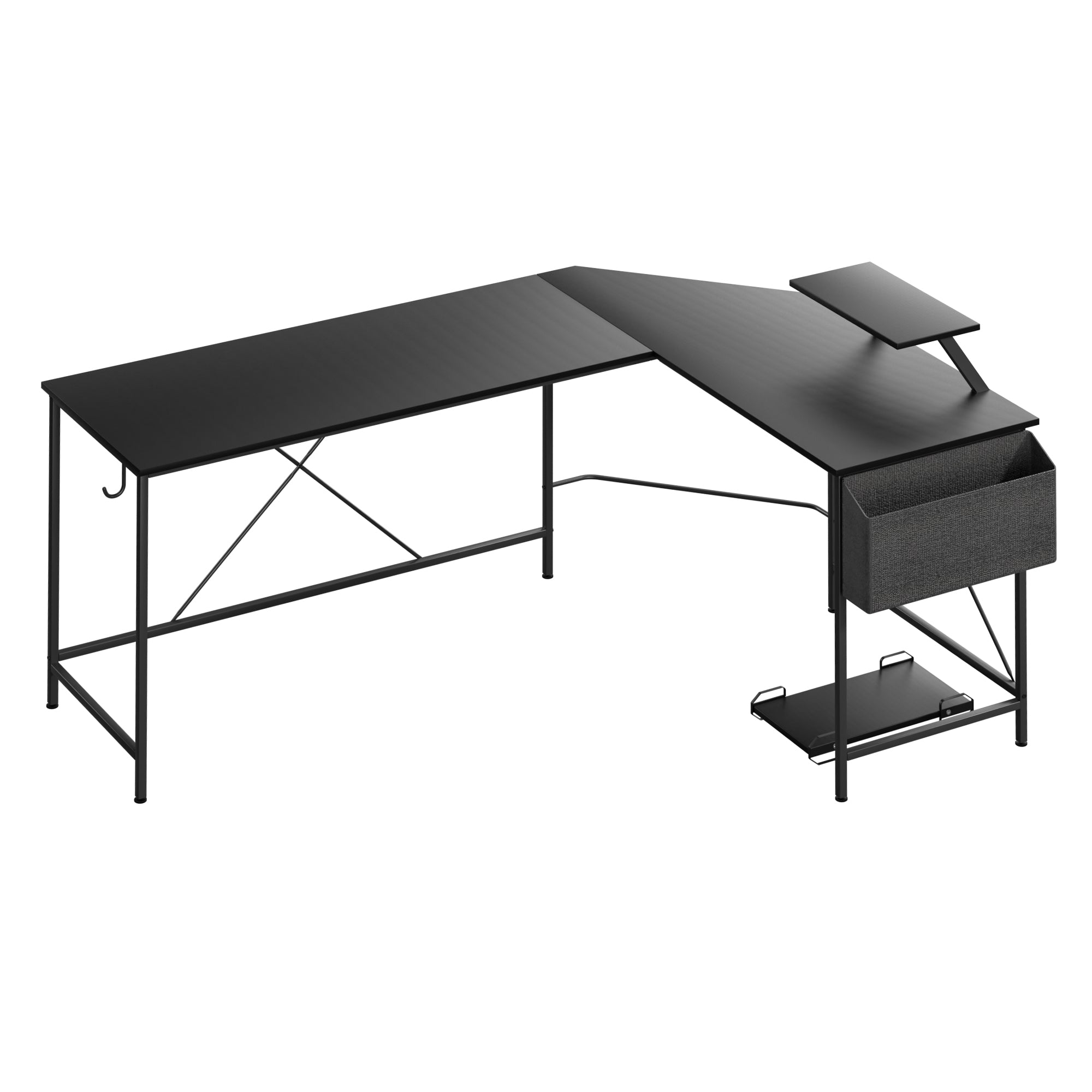 Black colour - Compact Computer Desk Corner Desk Black  Adjustable Height Classic
