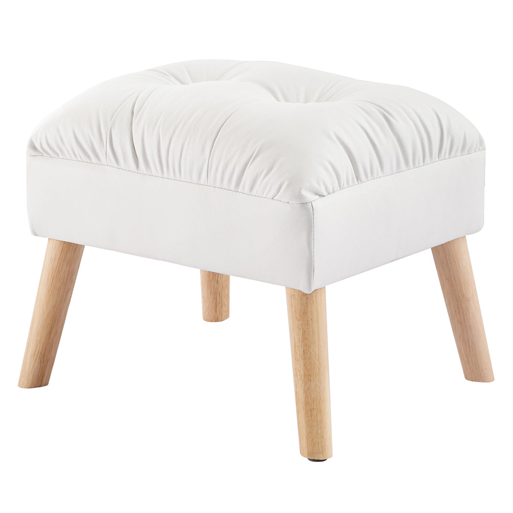 Cream Leather Ottoman Footstool 46x36x40cm