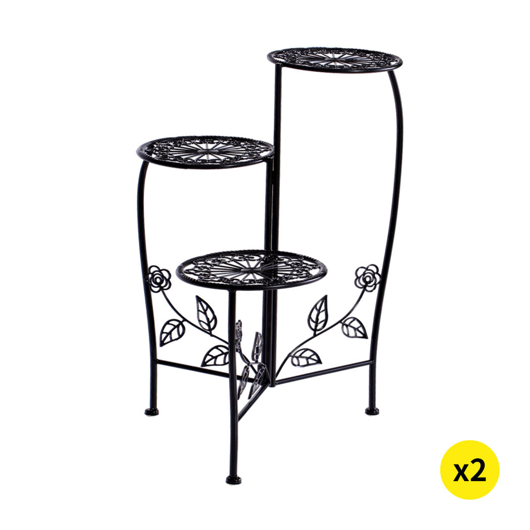2X Wrought Iron Outdoor Indoor Flower Black 2 Pack