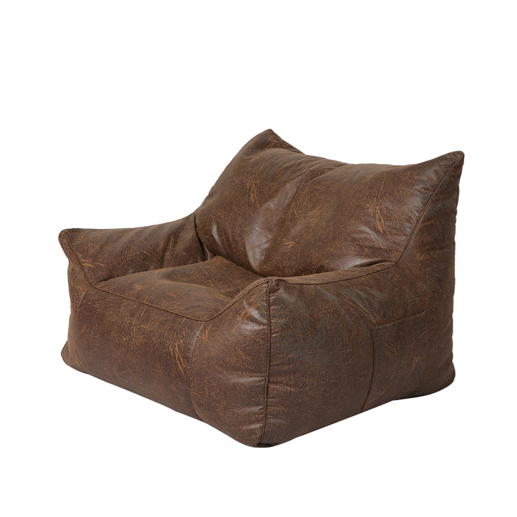 Portable Pu Leather Chair - Brown 90x80x75cm