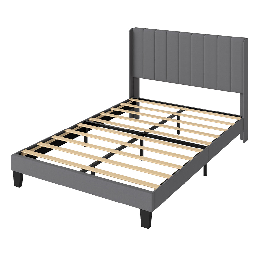 Double Bed Frame Grey Upholstered 190.7x137x103cm