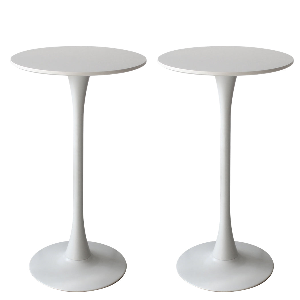 Set of 2 White Round Bar Table Minimalist Pub Dining Tables