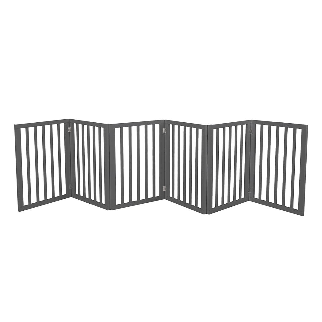 Wooden Pet Gate Dog Safety Fence Grey 100-Pack Adjustable Barrier