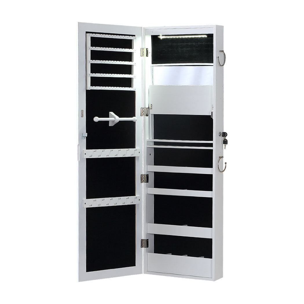 Mirrored Jewellery Cabinet Storage Organizer with Lock Stand