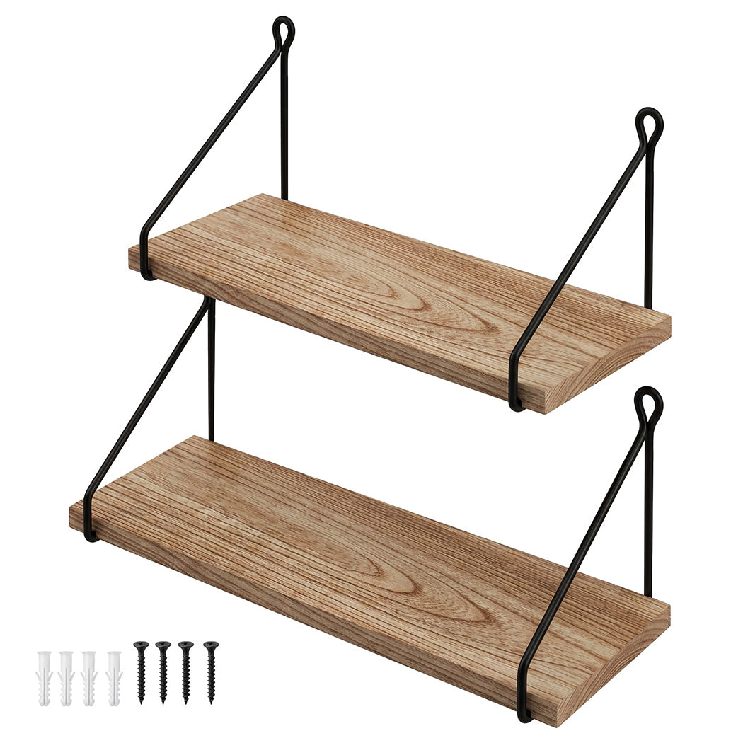 Floating Wall Shelves Rustic Set 2 Paulownia | Simpledeals
