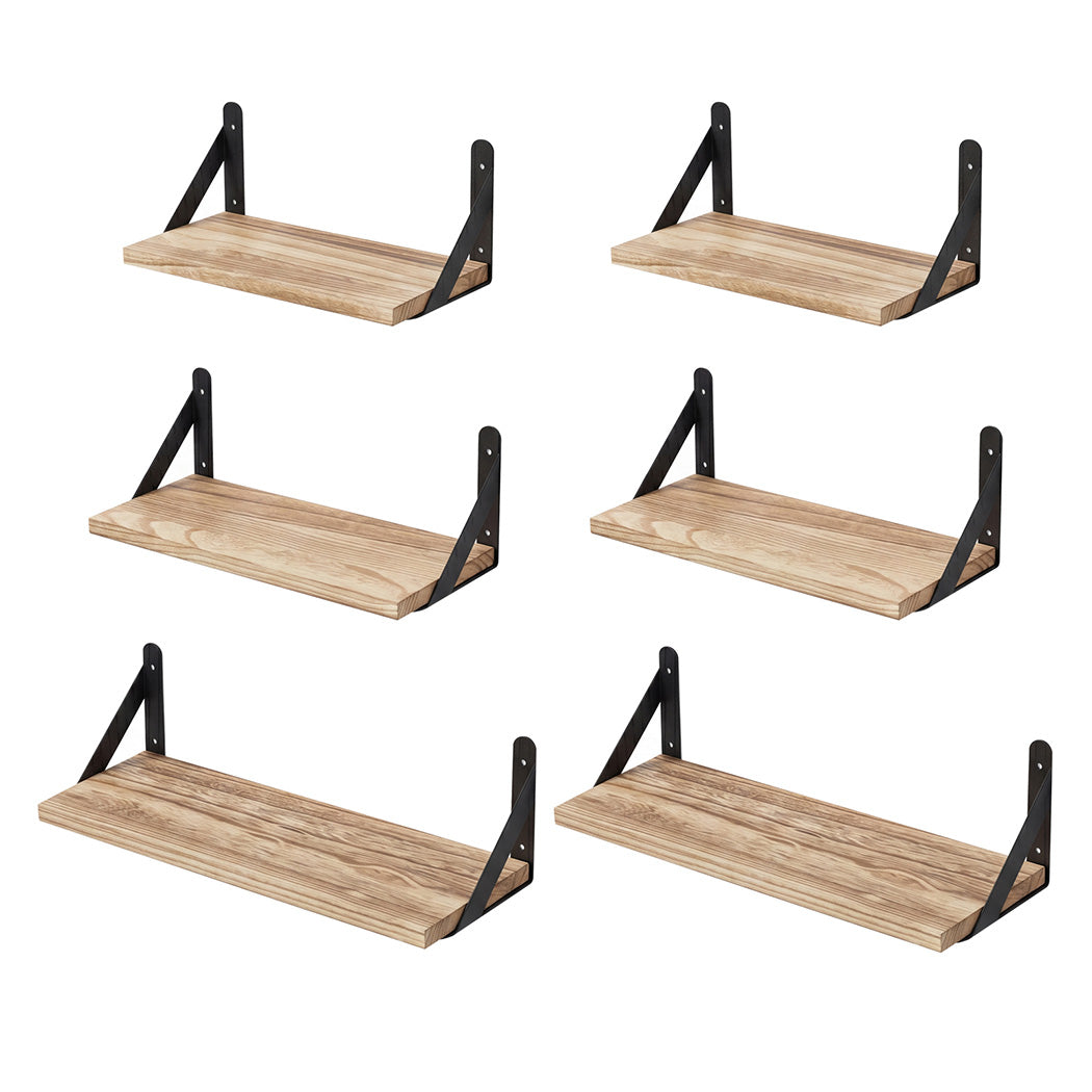 Floating Wall Shelves Set of 6 Paulownia Wood | Simpledeals