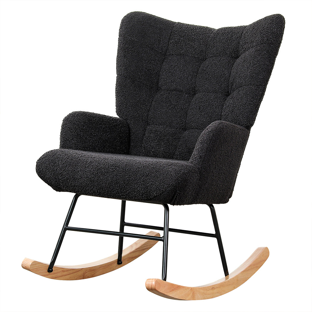 Grey Fleece Rocking Chair 67x86x95cm
